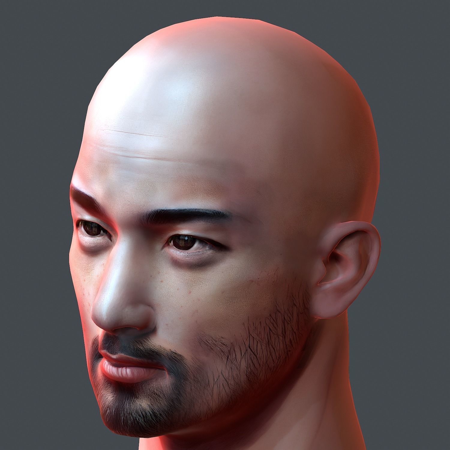 Male head Asian male head PBR Realistic Perfect Head Low-poly Low-poly 3D model_5