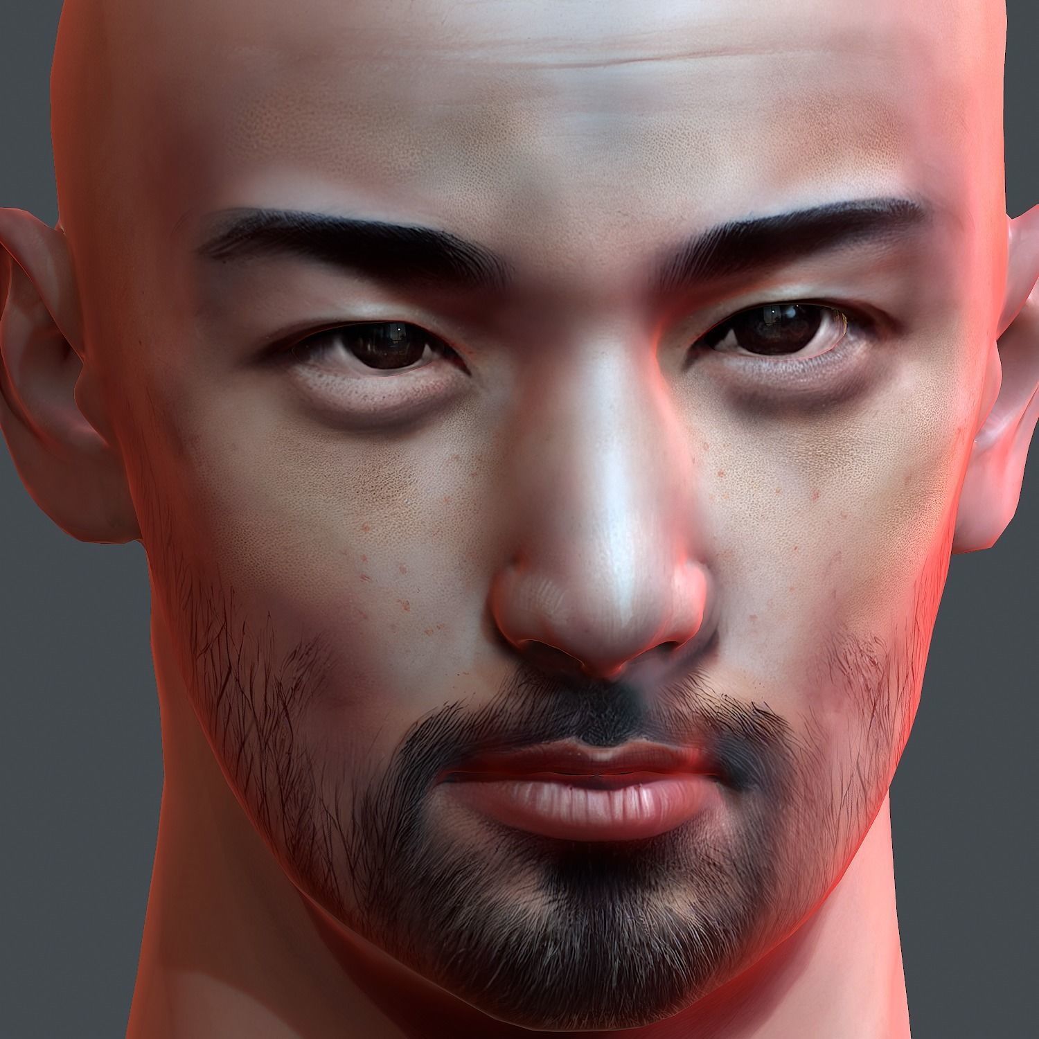Male head Asian male head PBR Realistic Perfect Head Low-poly Low-poly 3D model_11
