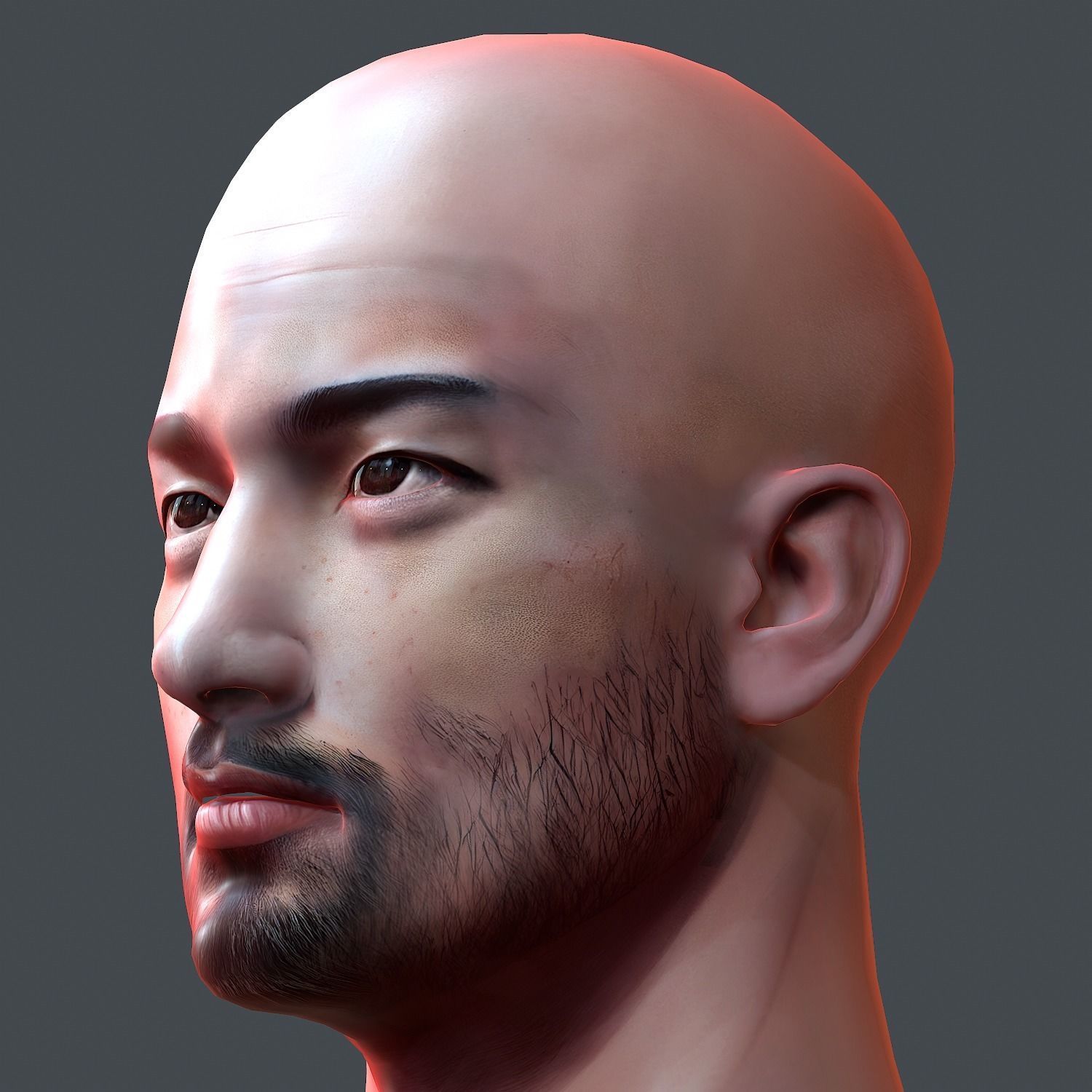 Male head Asian male head PBR Realistic Perfect Head Low-poly Low-poly 3D model_6