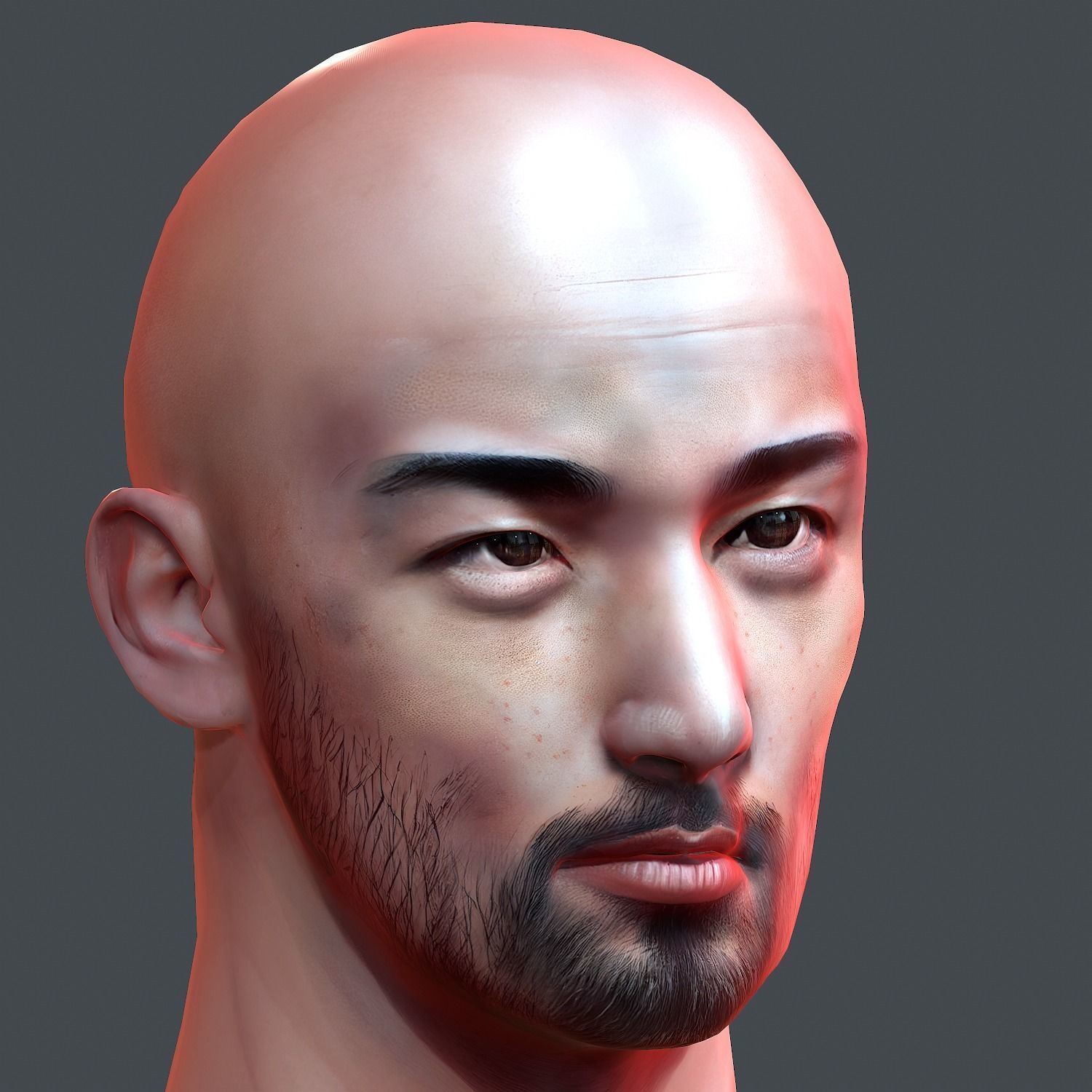 Male head Asian male head PBR Realistic Perfect Head Low-poly Low-poly 3D model_2