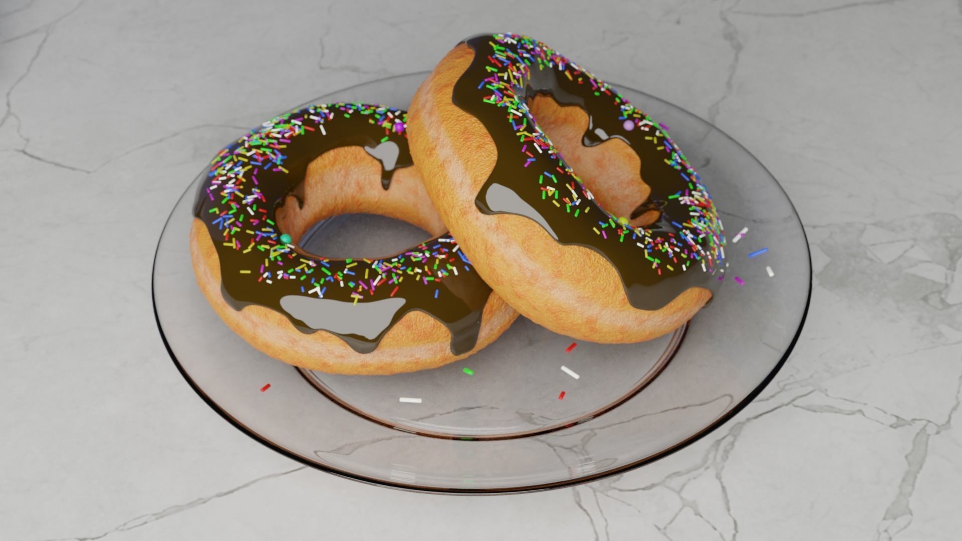 Chocolate Donut With Coffee PBR 3D model_1