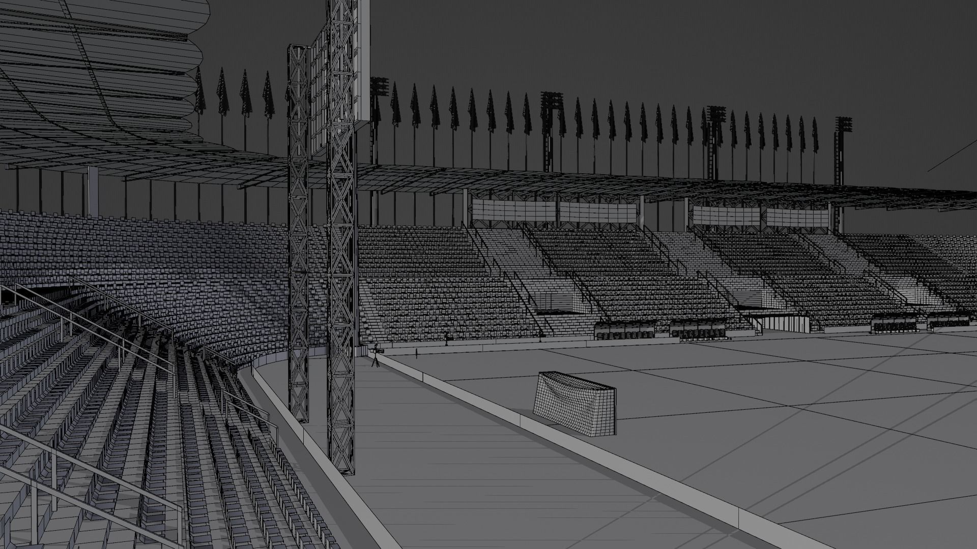 Medium sized stadium Low-poly 3D model_8