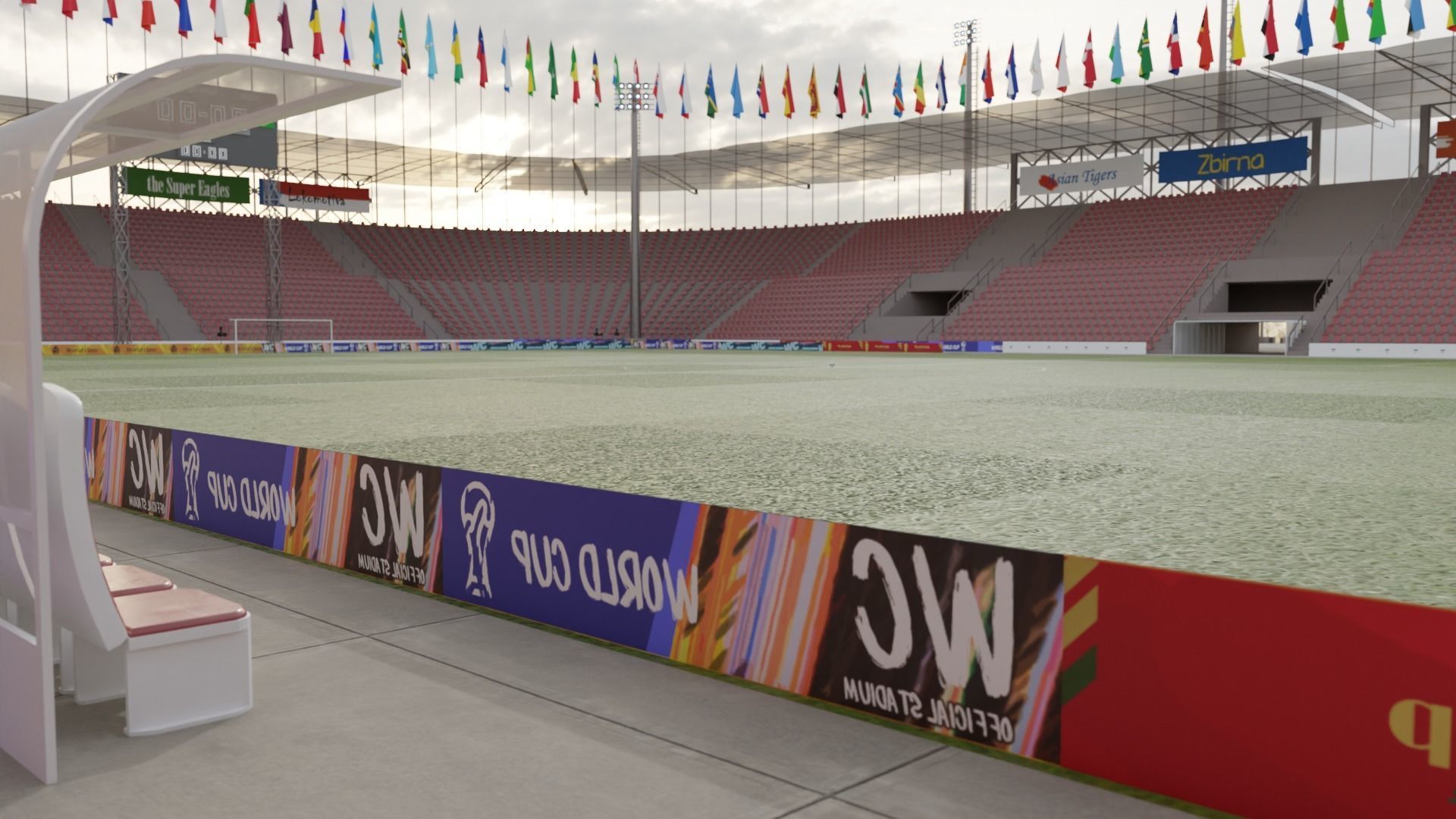 Medium sized stadium Low-poly 3D model_9