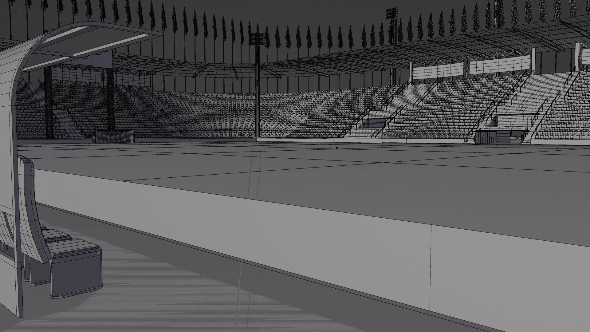Medium sized stadium Low-poly 3D model_10