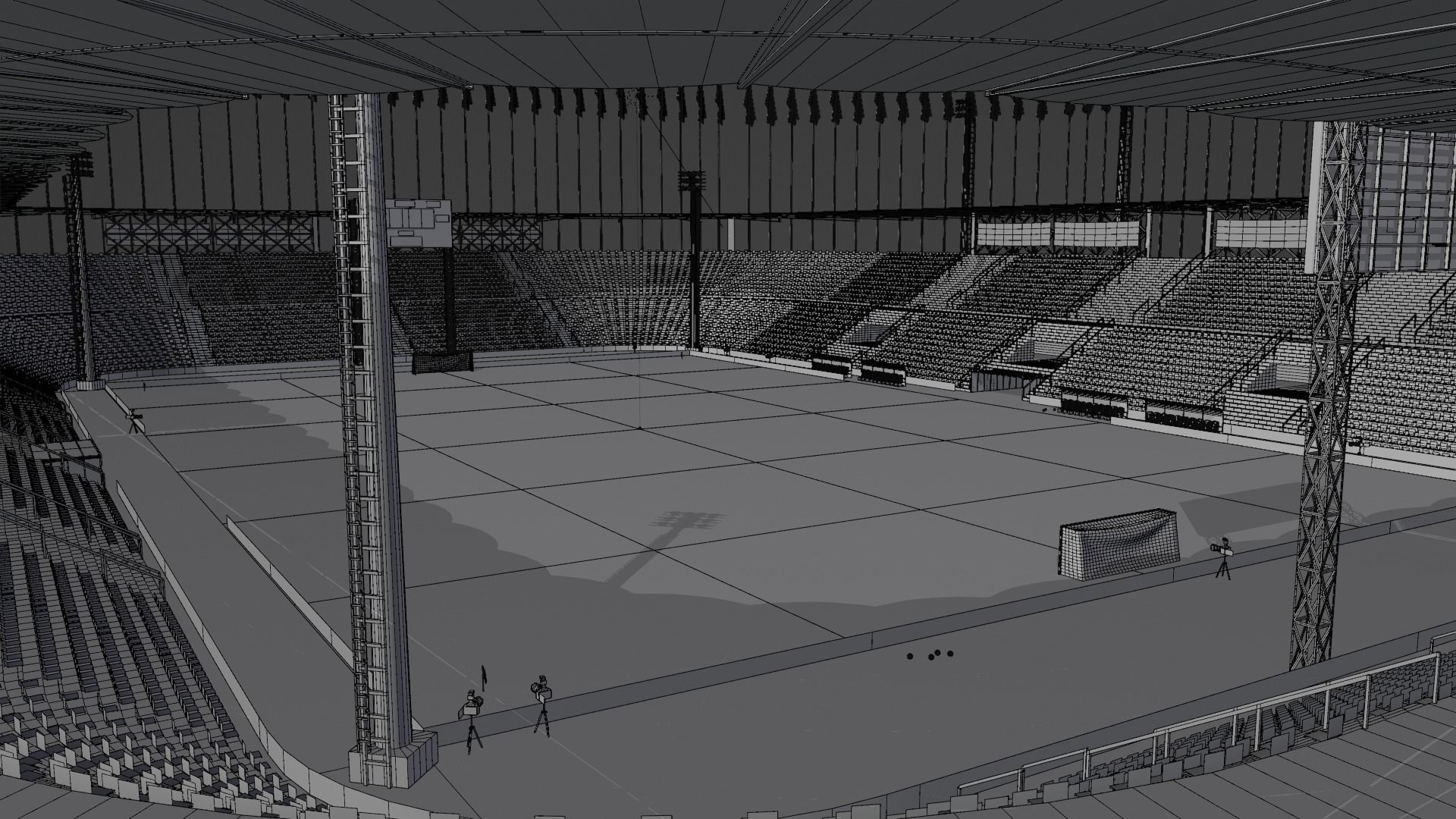 Medium sized stadium Low-poly 3D model_4