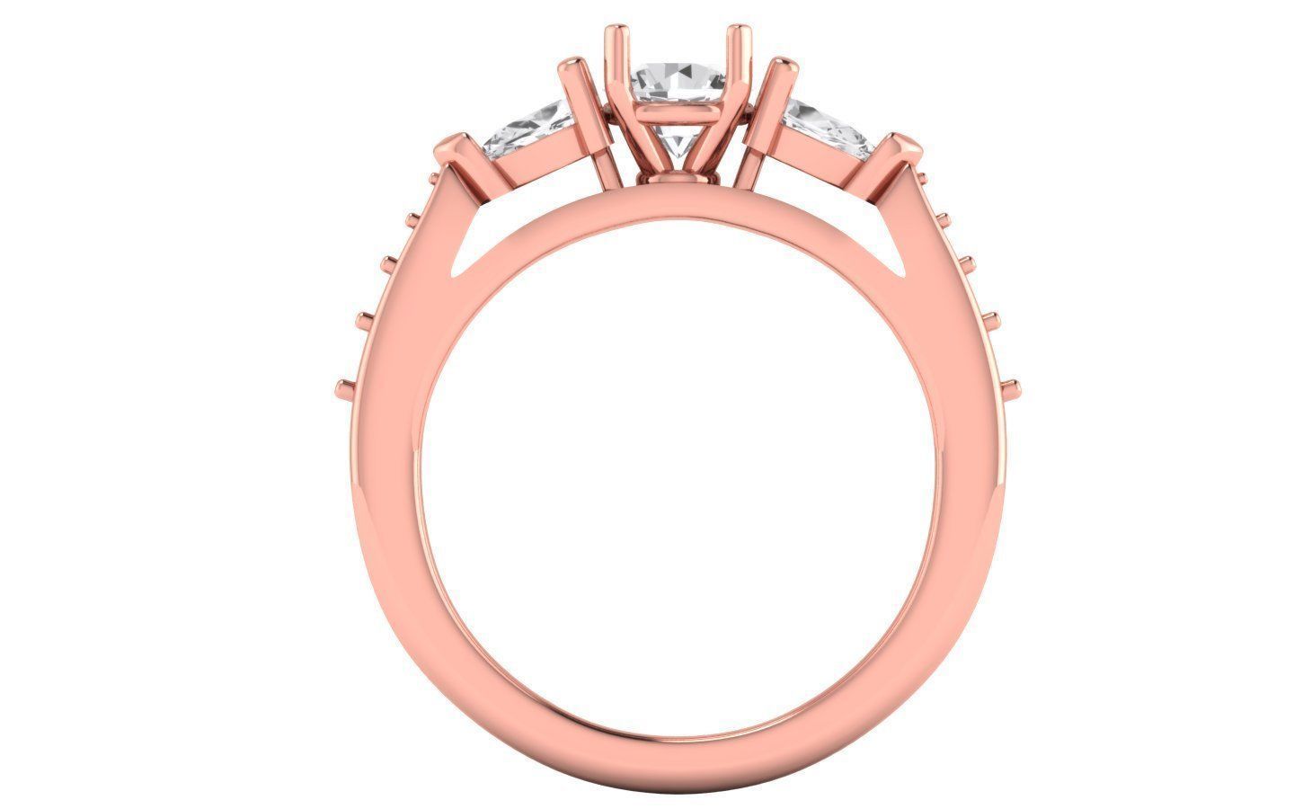 Three Stone Ring  Wedding Engagement Women Ring 3D print model_1