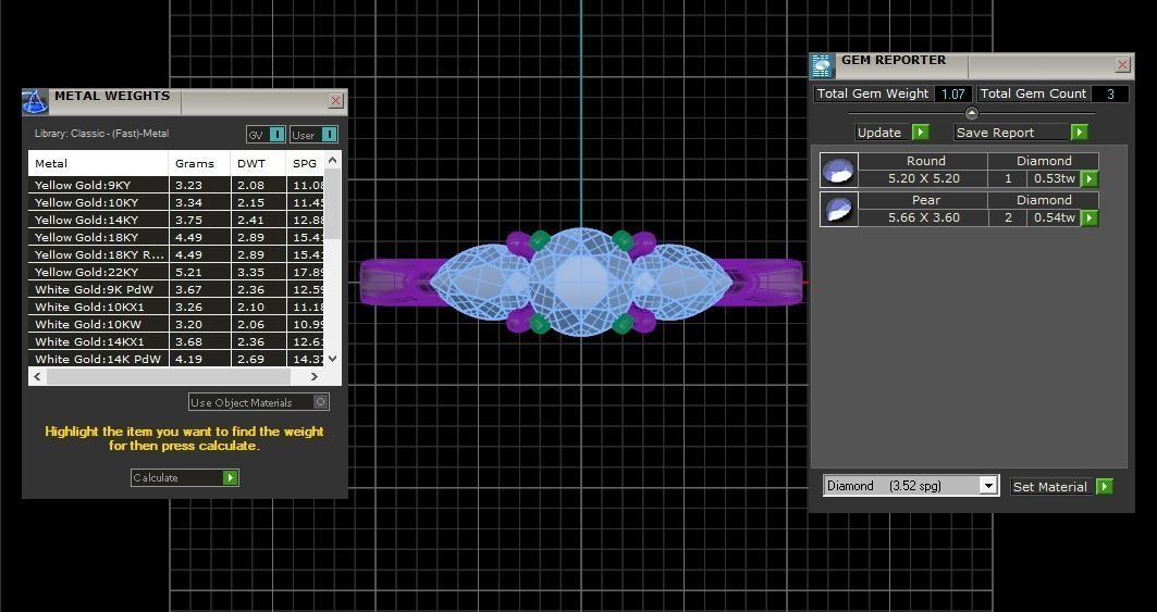 Three Stone Ring  Wedding Engagement Women Ring 3D print model_3