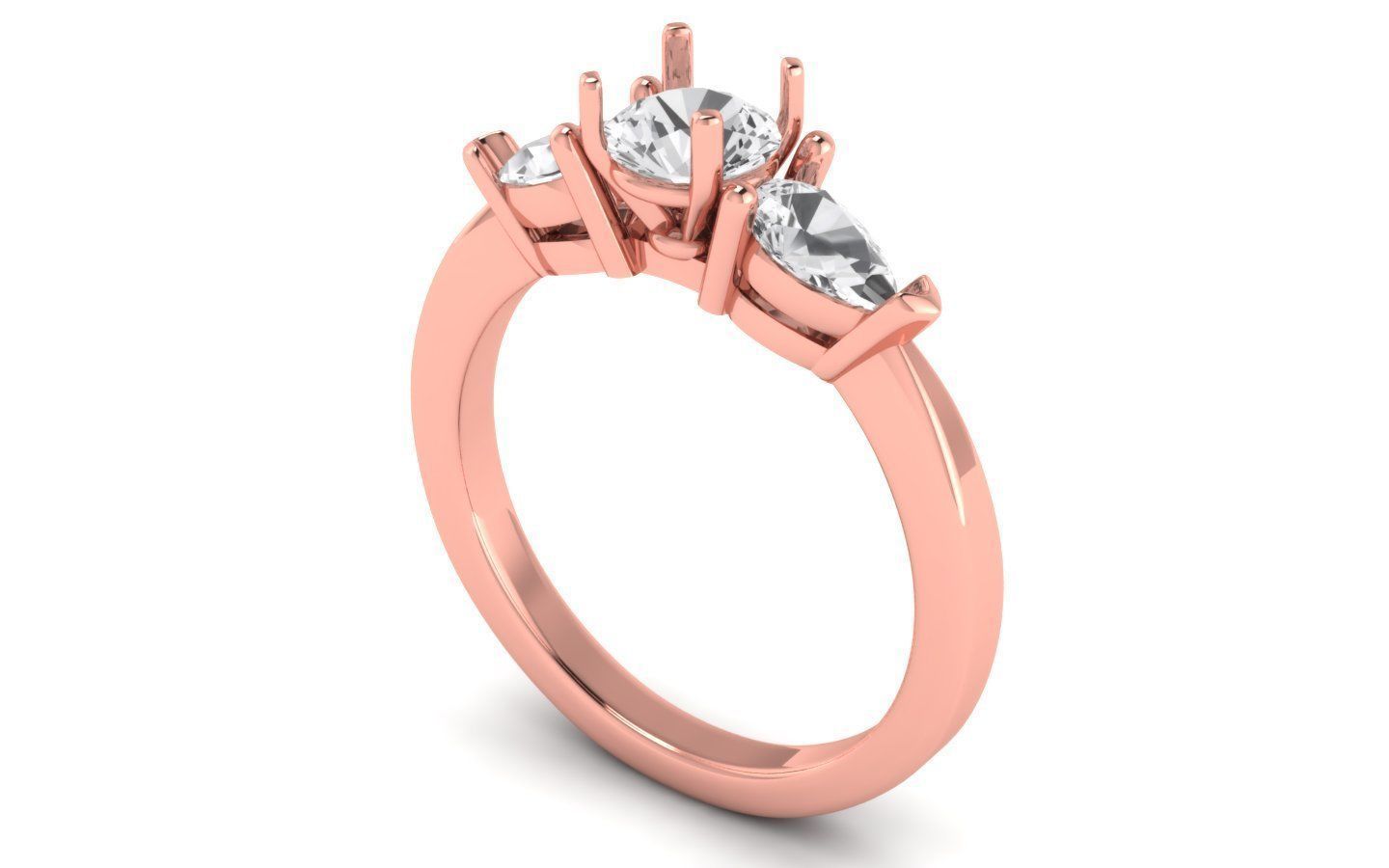 Three Stone Ring  Wedding Engagement Women Ring 3D print model_2