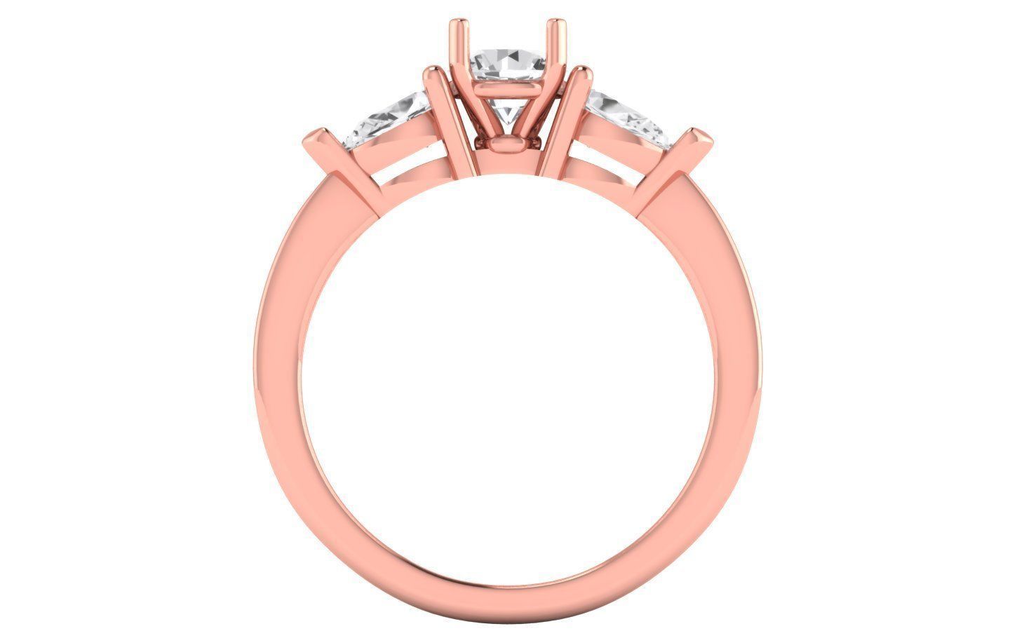 Three Stone Ring  Wedding Engagement Women Ring 3D print model_1