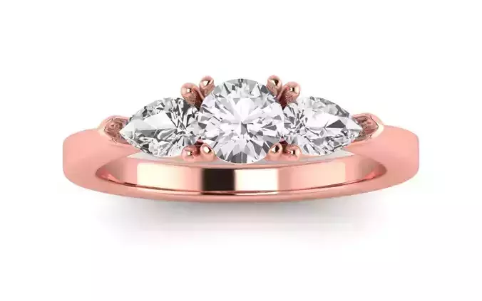 Three Stone Ring  Wedding Engagement Women Ring 3D print model