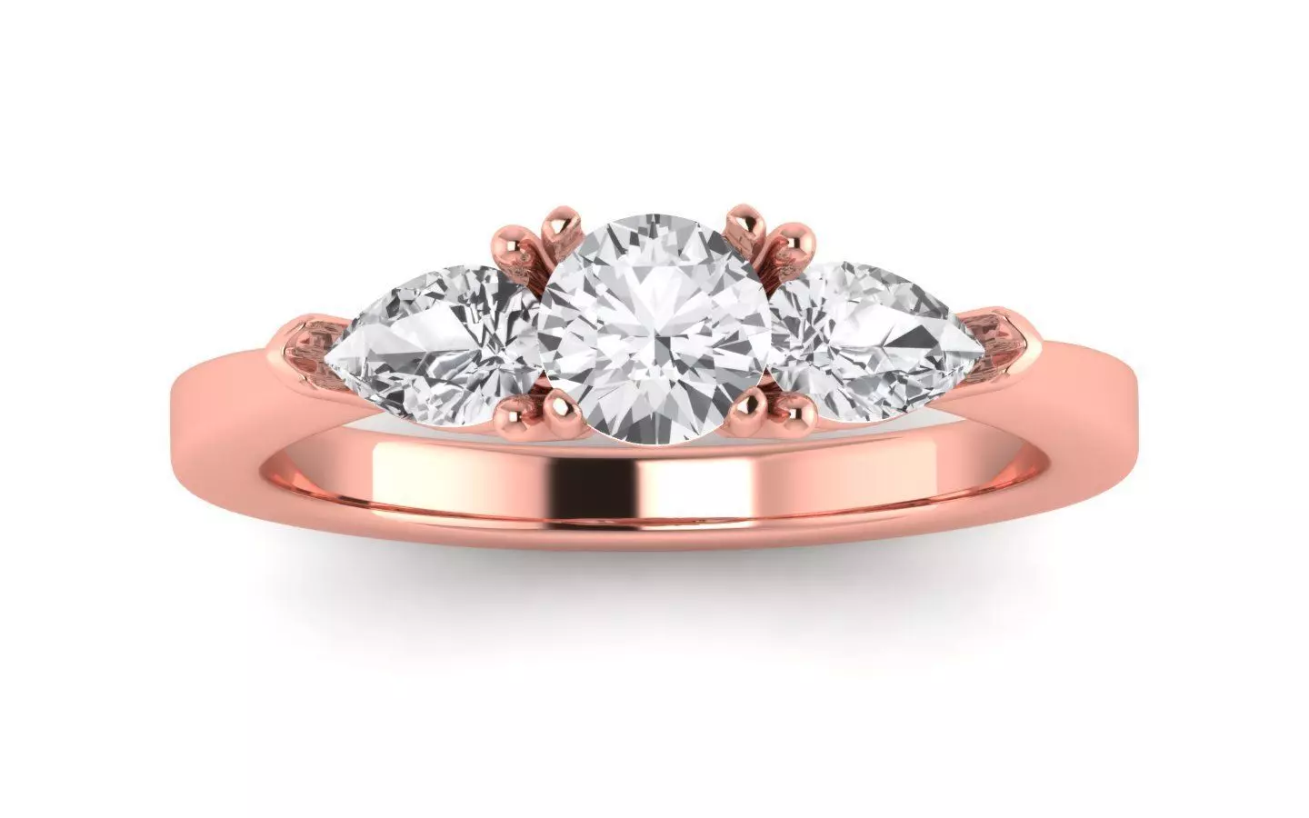 Three Stone Ring  Wedding Engagement Women Ring 3D print model_0