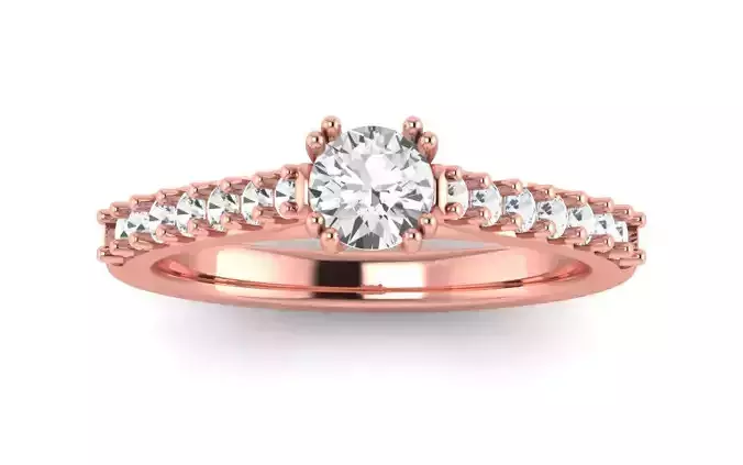 Women Engagement Round Stone Ring 3dm STL OBJ Renders Details