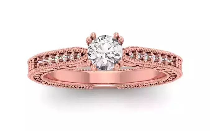 Women Engagement Round Stone Ring 3dm STL OBJ Renders Details