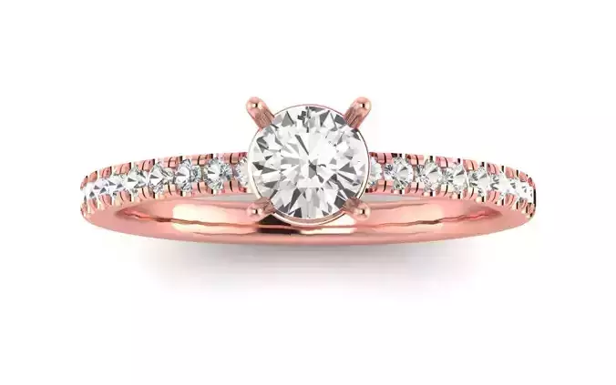Women Engagement Round Stone Ring 3dm STL OBJ Renders Details