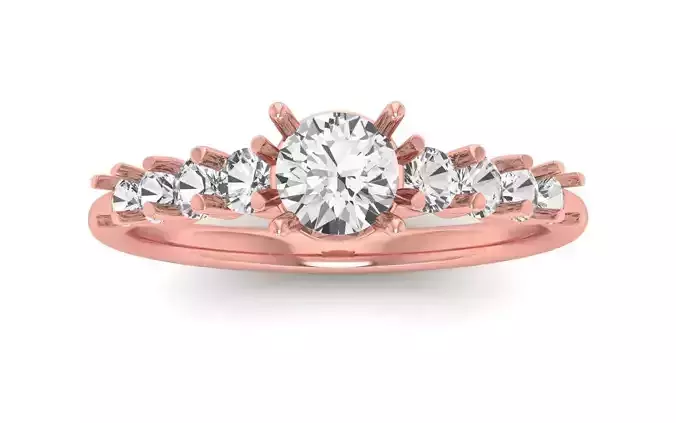 Women Engagement Round Stone Ring 3dm STL OBJ Renders Details