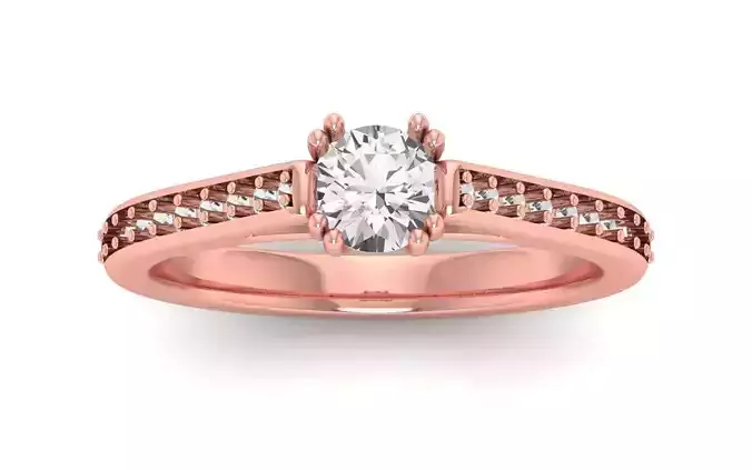 Women Engagement Round Stone Ring 3dm STL OBJ Renders Details