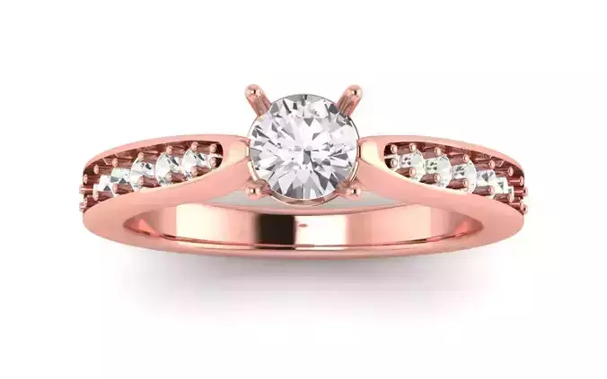 Women Engagement Round Stone Ring 3dm STL OBJ Renders Details