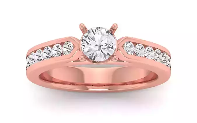 Women Engagement Round Stone Ring 3dm STL OBJ Renders Details