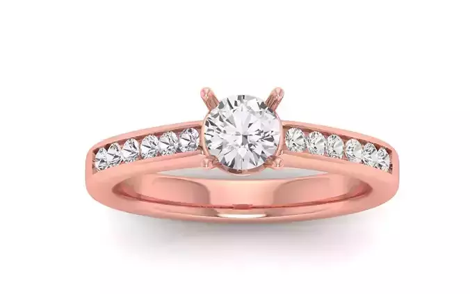 Women Engagement Round Stone Ring 3dm STL OBJ Renders Details