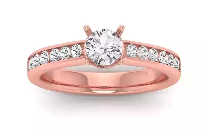 Women Engagement Round Stone Ring 3dm STL OBJ Renders Details