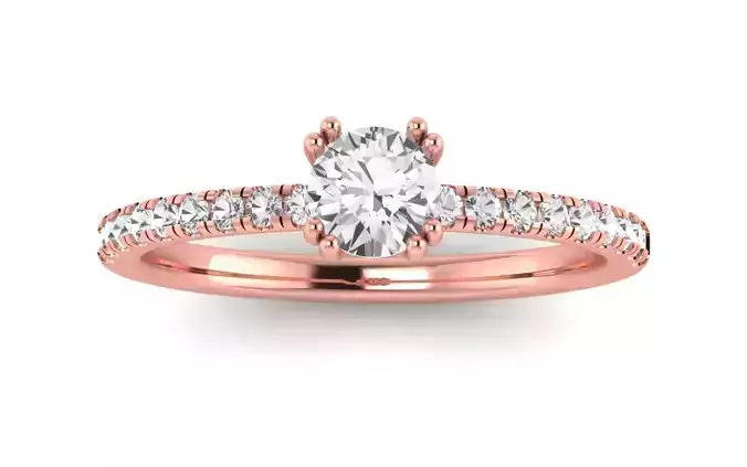Women Engagement Round Stone Ring 3dm STL OBJ Renders Details