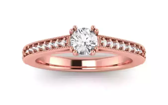 Women Engagement Round Stone Ring 3dm STL OBJ Renders Details
