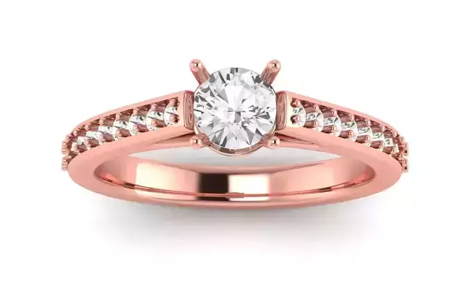 Women Engagement Round Stone Ring 3dm STL OBJ Renders Details