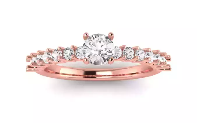 Women Engagement Round Stone Ring 3dm STL OBJ Renders Details