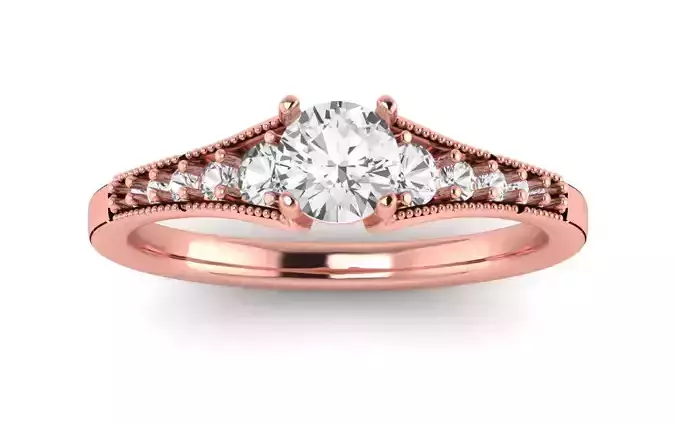 Women Engagement Round Stone Ring 3dm STL OBJ Renders Details