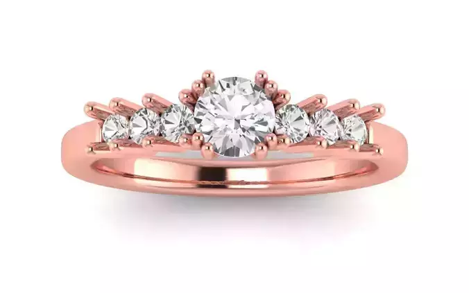 Women Engagement Round Stone Ring 3dm STL OBJ Renders Details