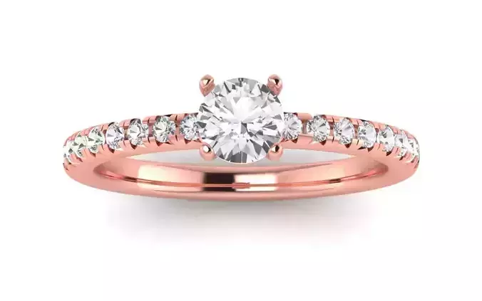 Women Engagement Round Stone Ring 3dm STL OBJ Renders Details