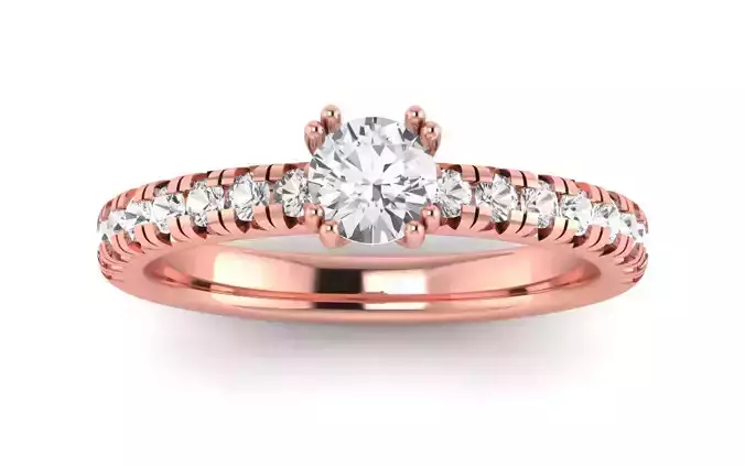 Women Engagement Round Stone Ring 3dm STL OBJ Renders Details