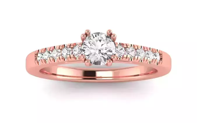 Women Engagement Round Stone Ring 3dm STL OBJ Renders Details