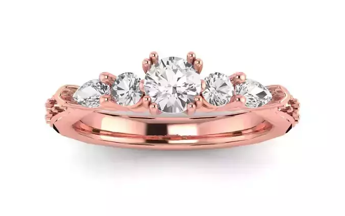 Women Engagement Round Stone Ring 3dm STL OBJ Renders Details
