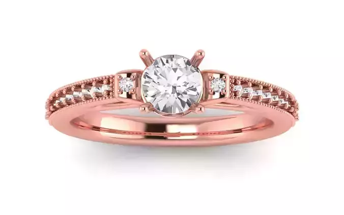 Women Engagement Round Stone Ring 3dm STL OBJ Renders Details
