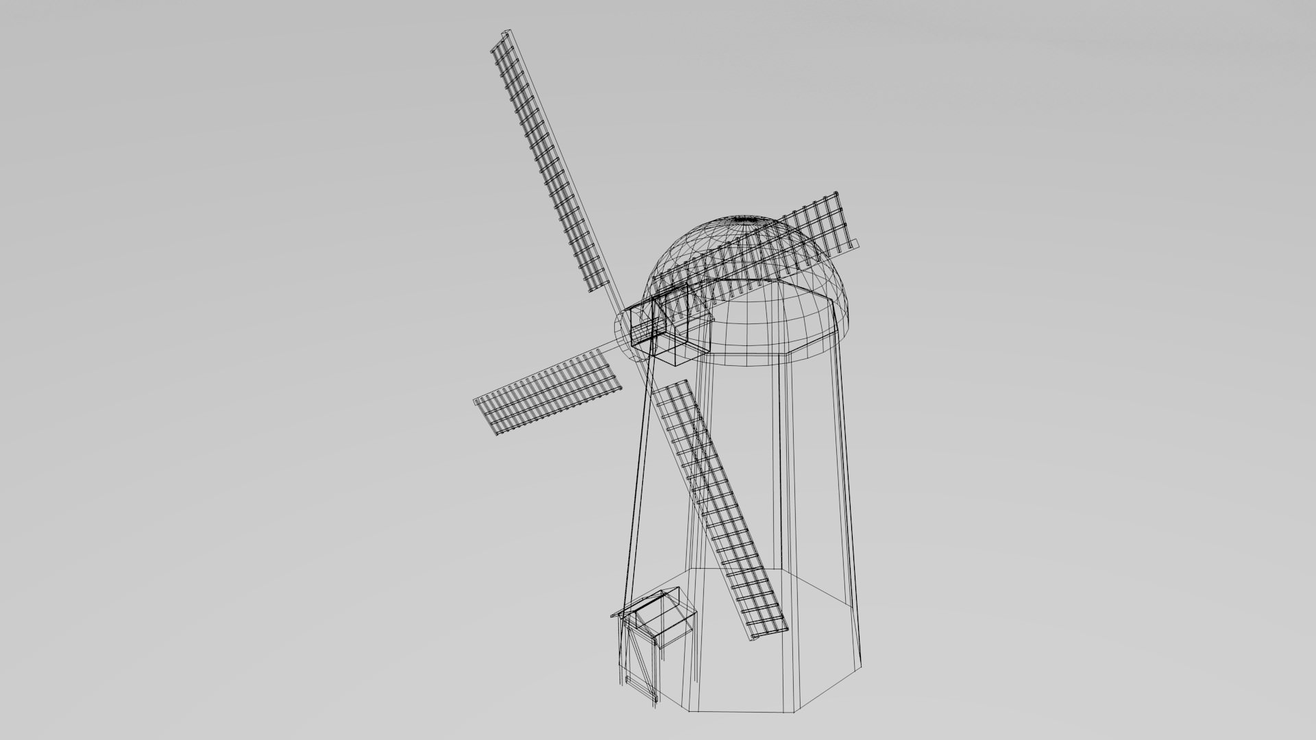 Animated wind mill 3D model_6