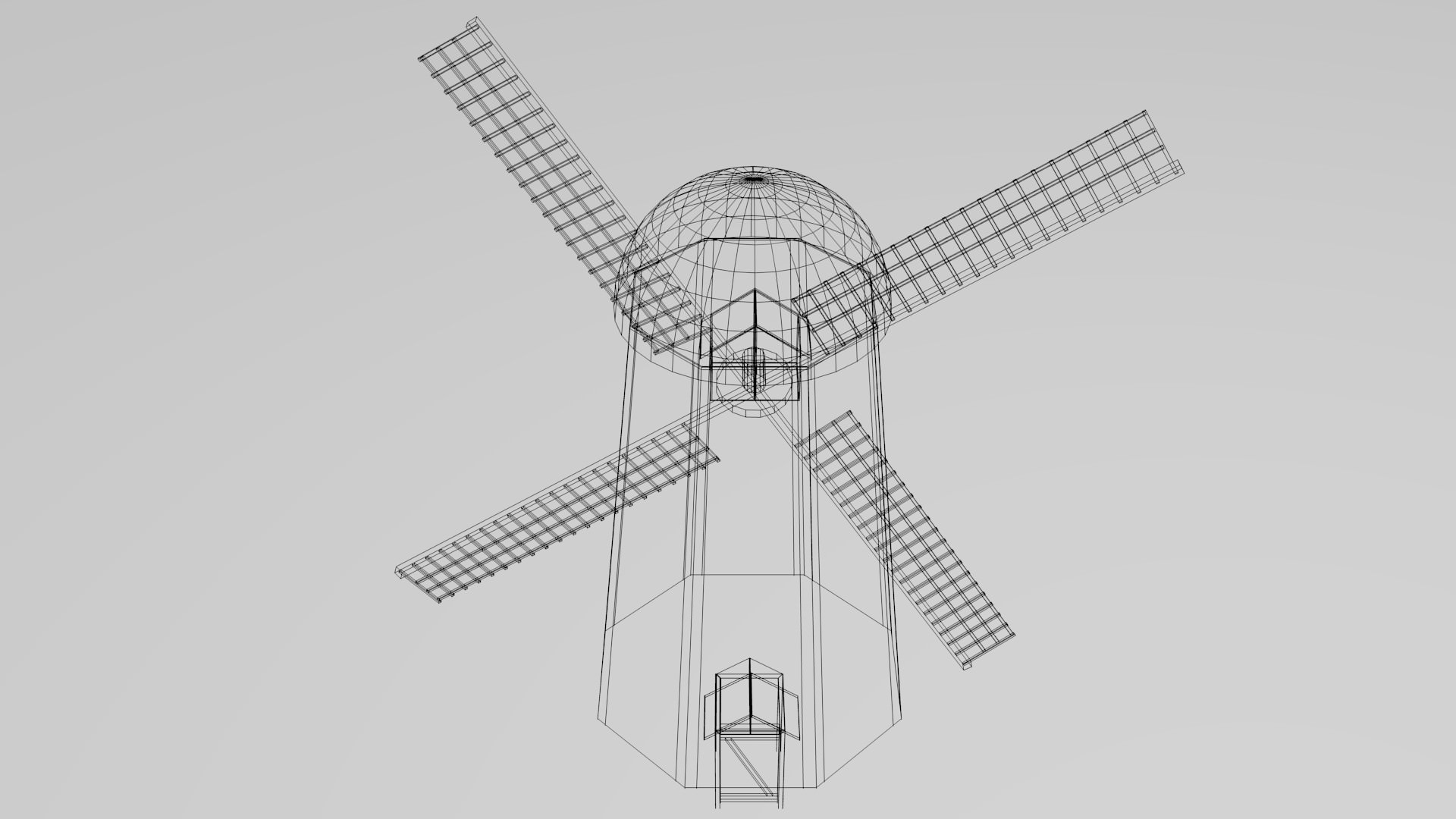 Animated wind mill 3D model_5