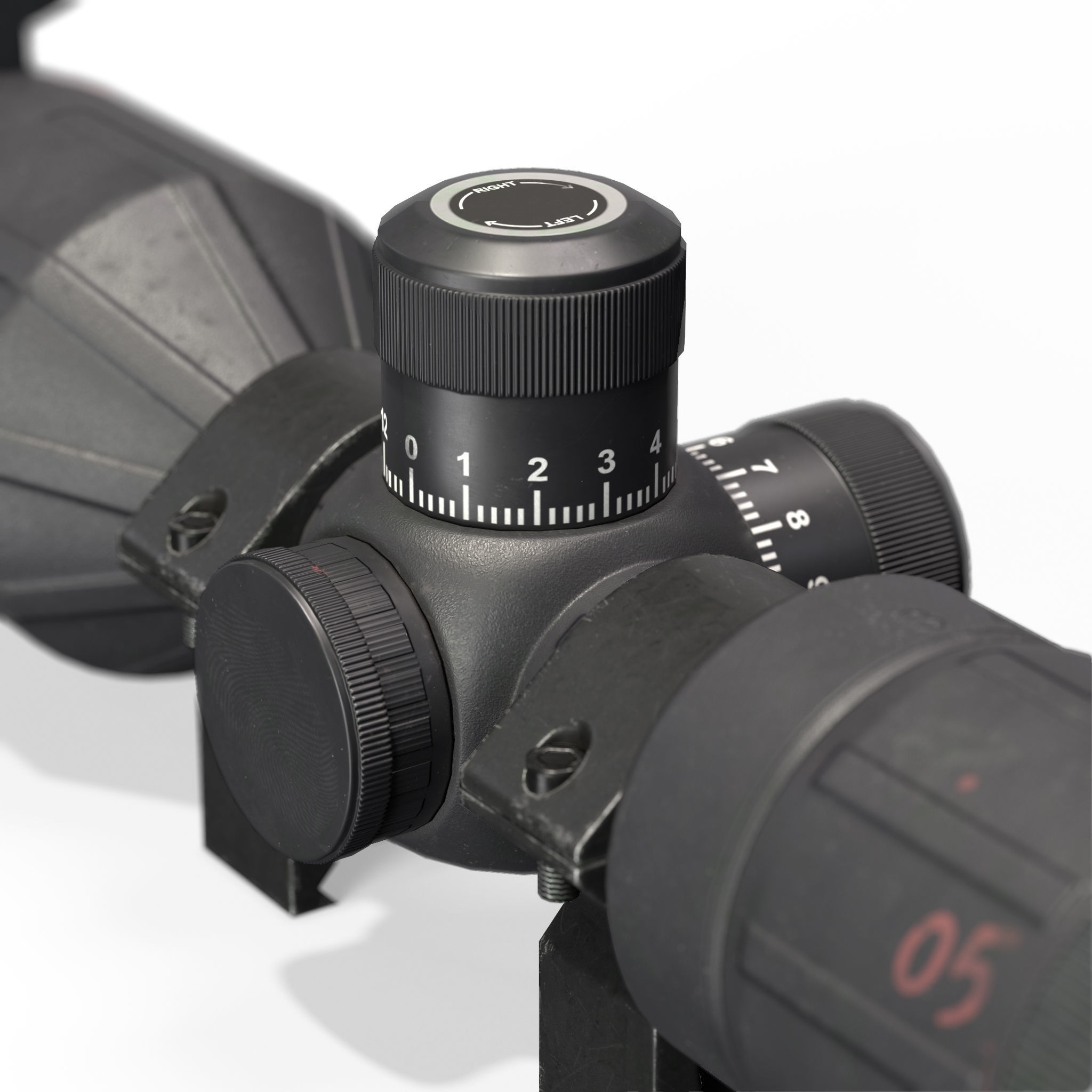 Rifle Scope 40mm Contour Low-poly 3D model_7