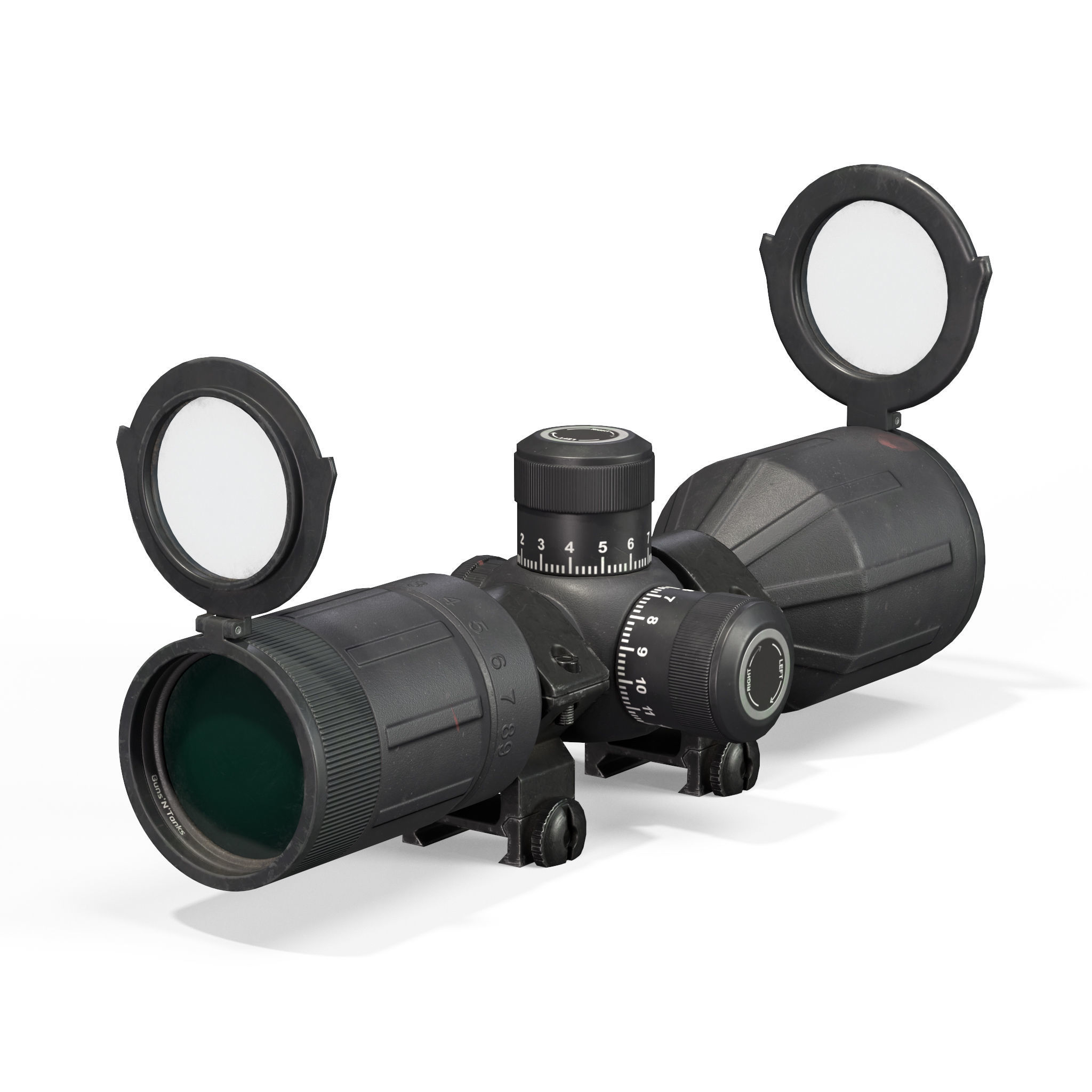 Rifle Scope 40mm Contour Low-poly 3D model_2