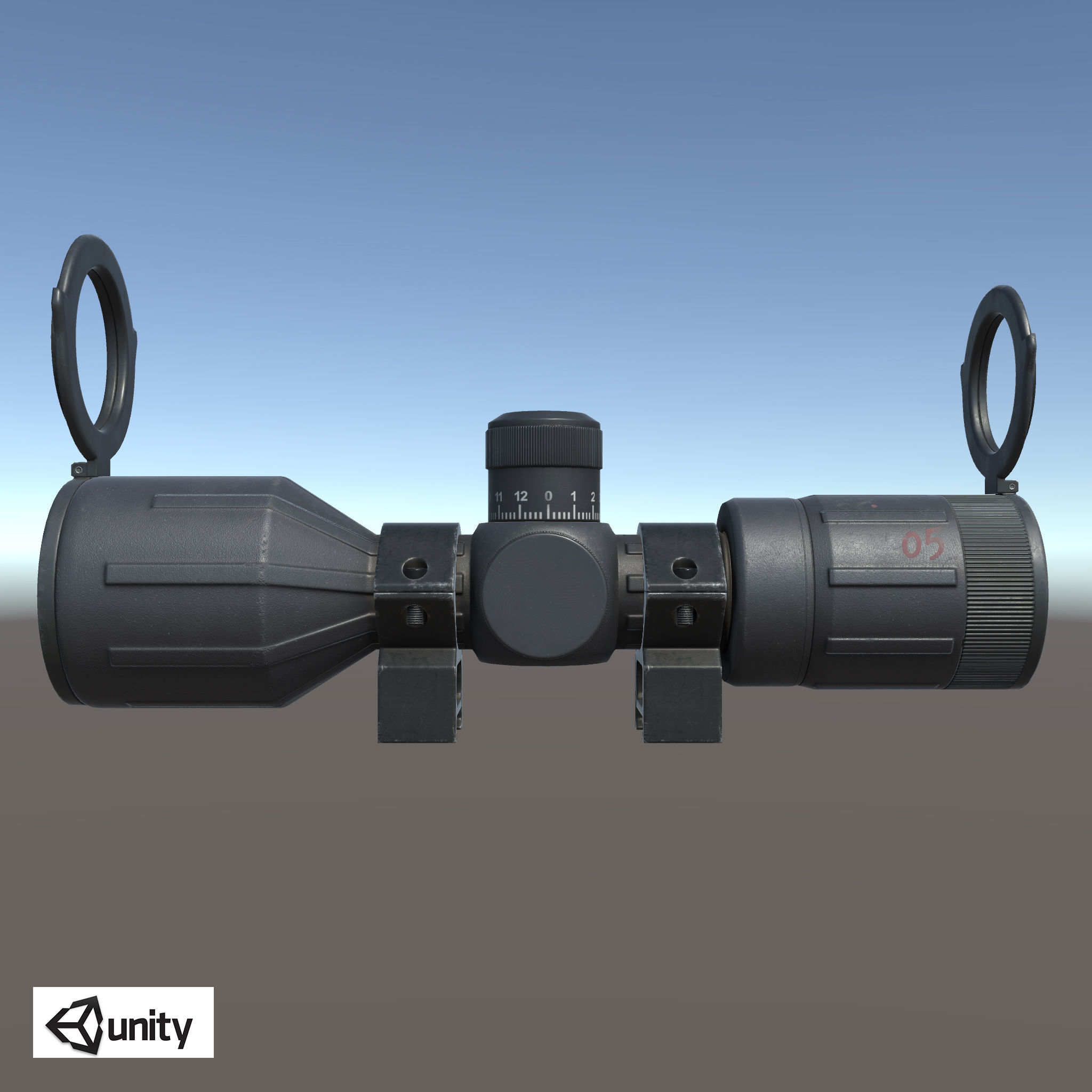 Rifle Scope 40mm Contour Low-poly 3D model_10
