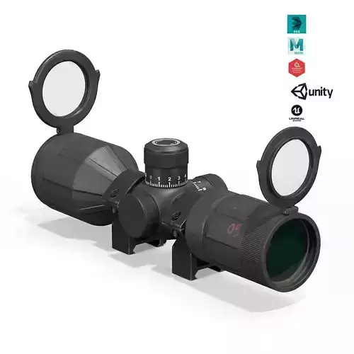 Rifle Scope 40mm Contour Low-poly 3D model