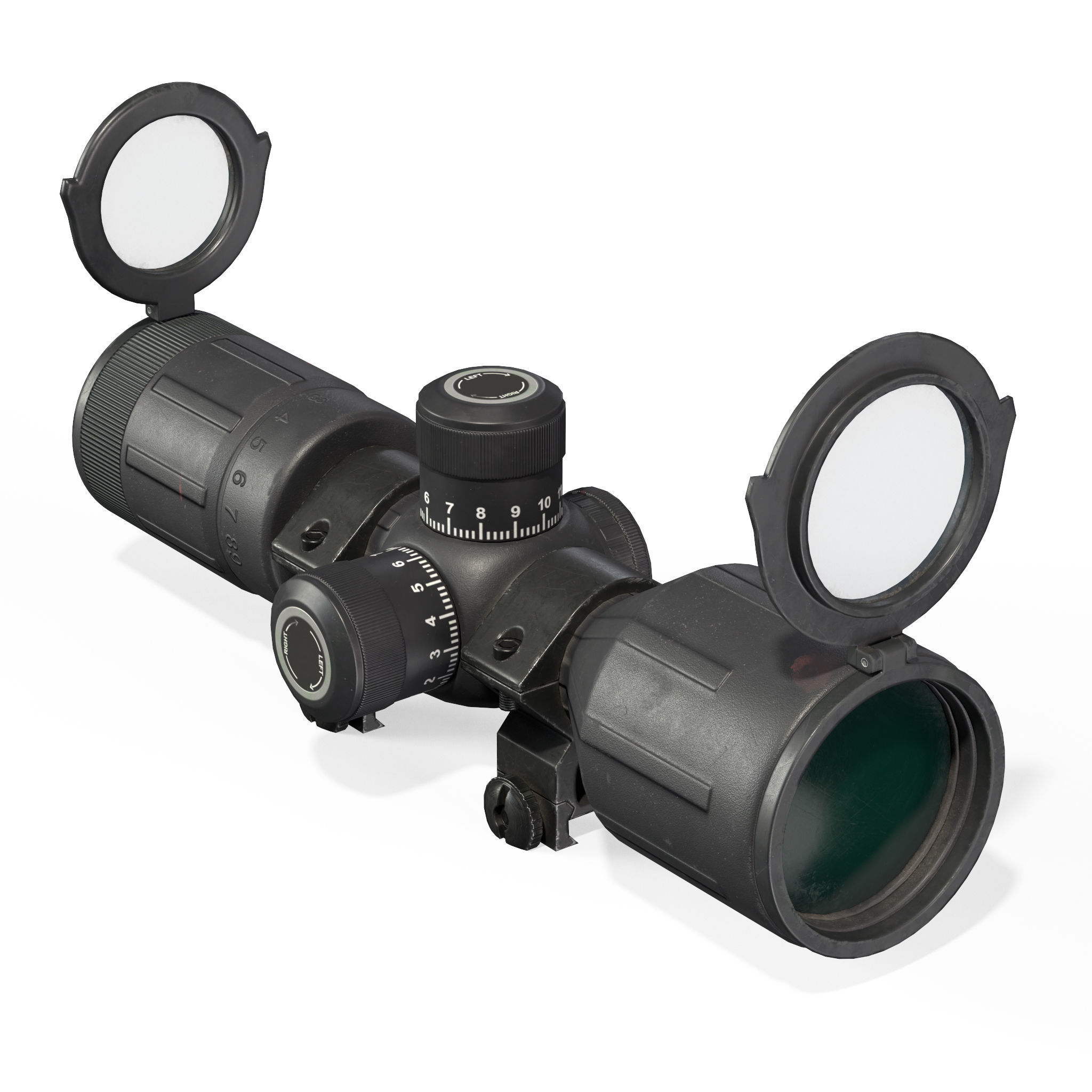 Rifle Scope 40mm Contour Low-poly 3D model_3