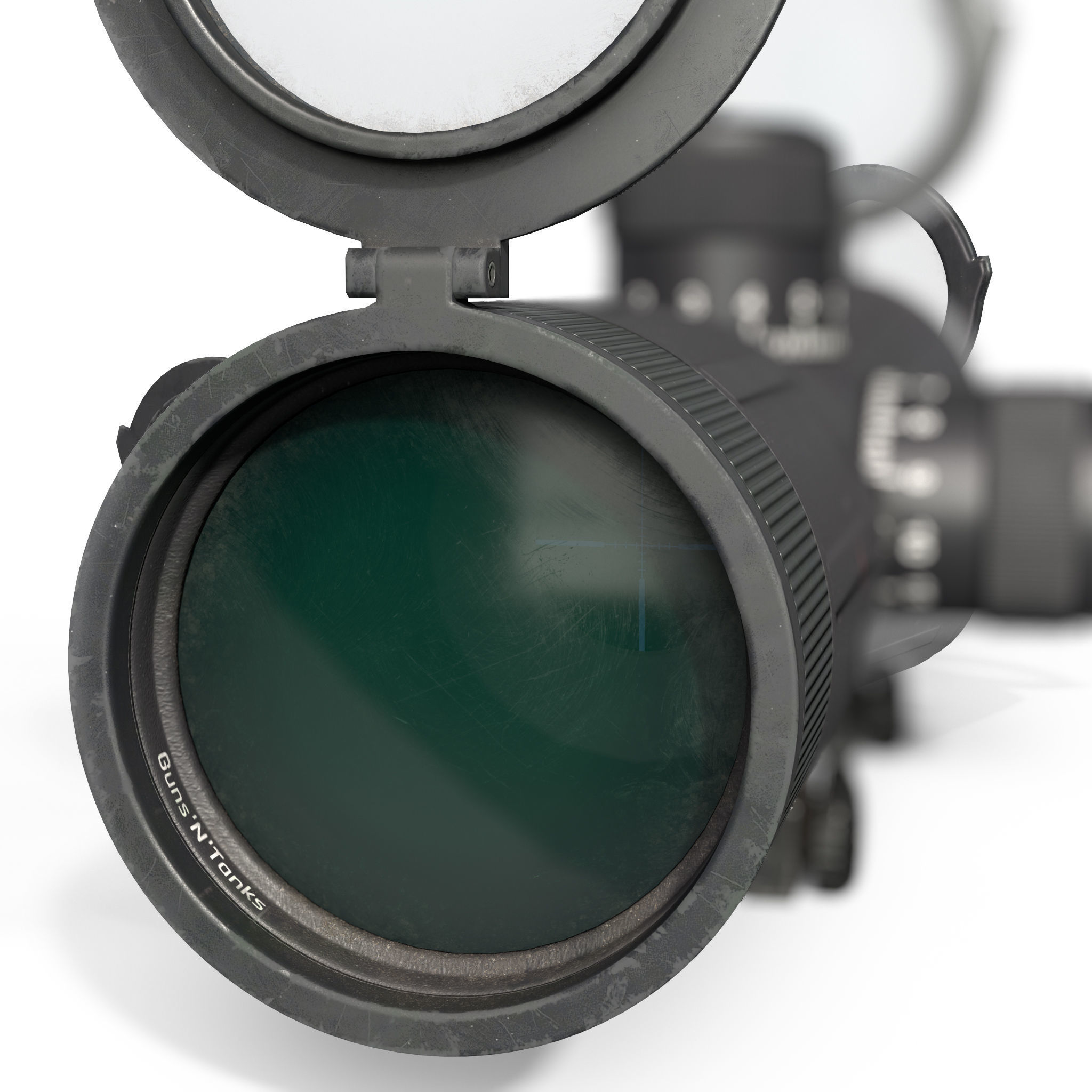 Rifle Scope 40mm Contour Low-poly 3D model_8