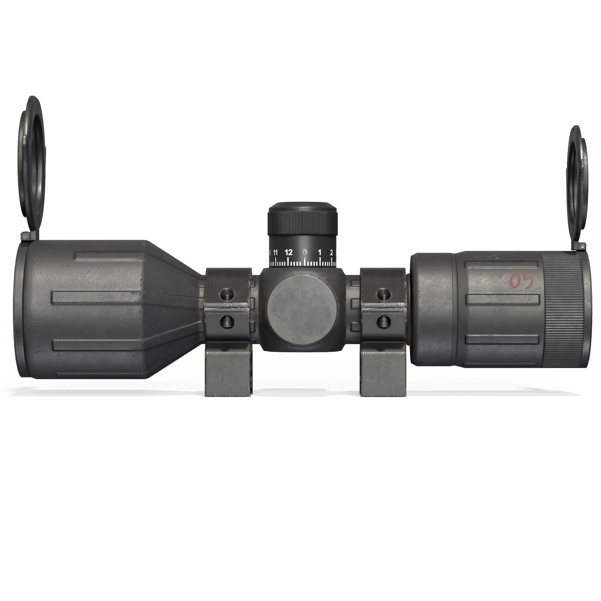 Rifle Scope 40mm Contour Low-poly 3D model_6