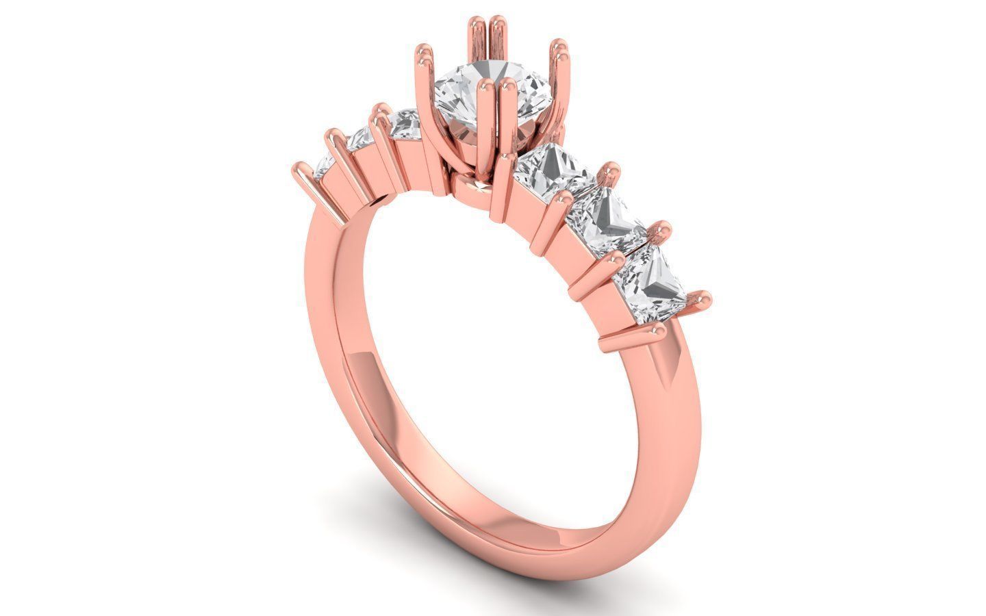 Solitaire Wedding Engagement Women Round Stone Ring 7 Stone Ring 3D print model_1