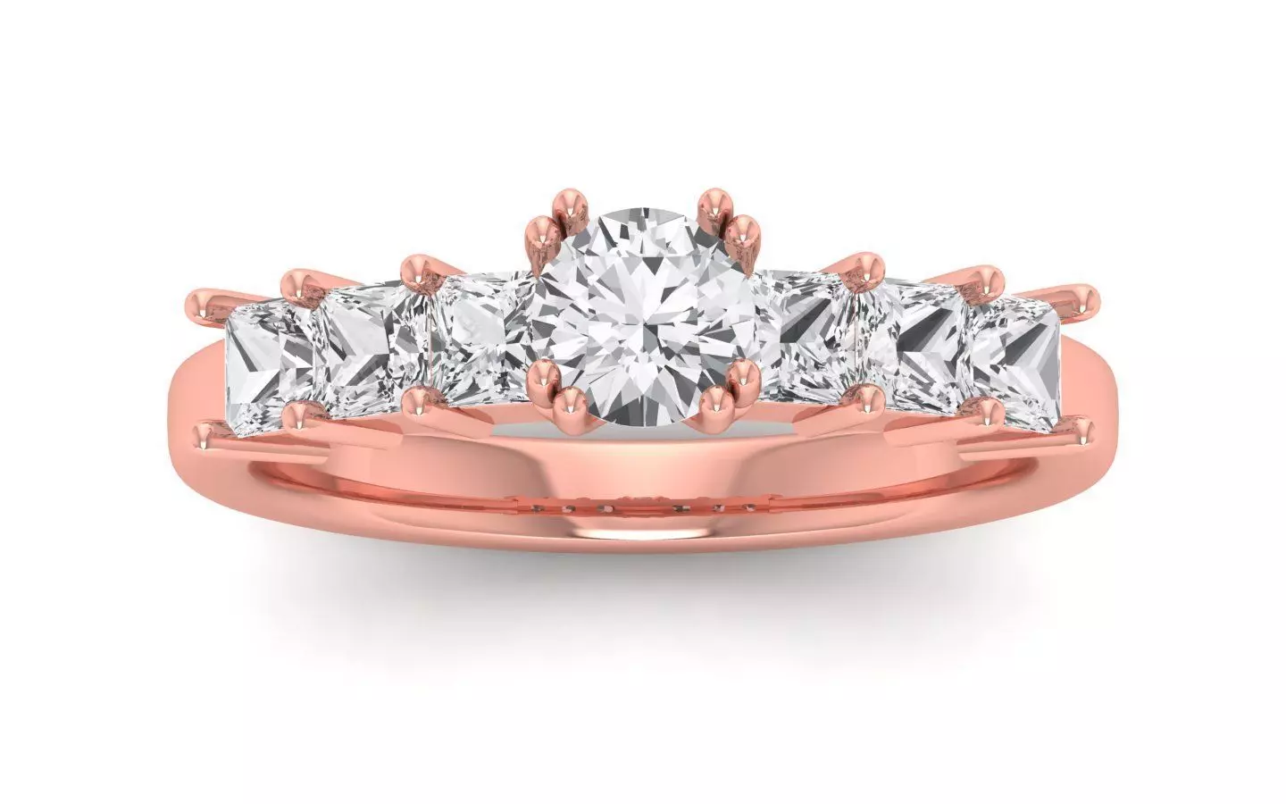 Solitaire Wedding Engagement Women Round Stone Ring 7 Stone Ring 3D print model_0