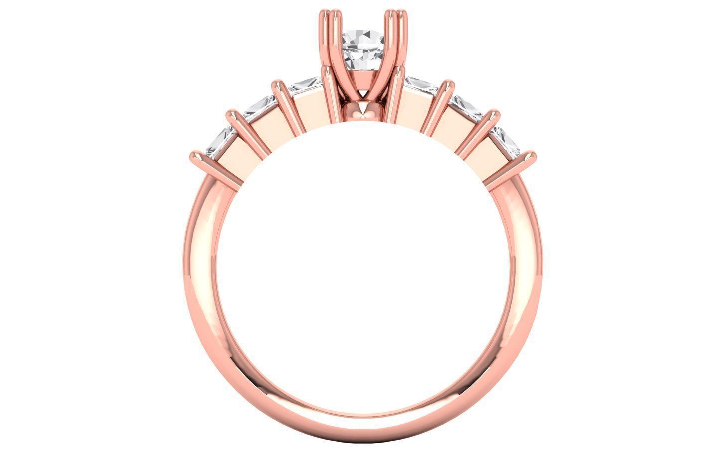 Solitaire Wedding Engagement Women Round Stone Ring 7 Stone Ring 3D print model_2