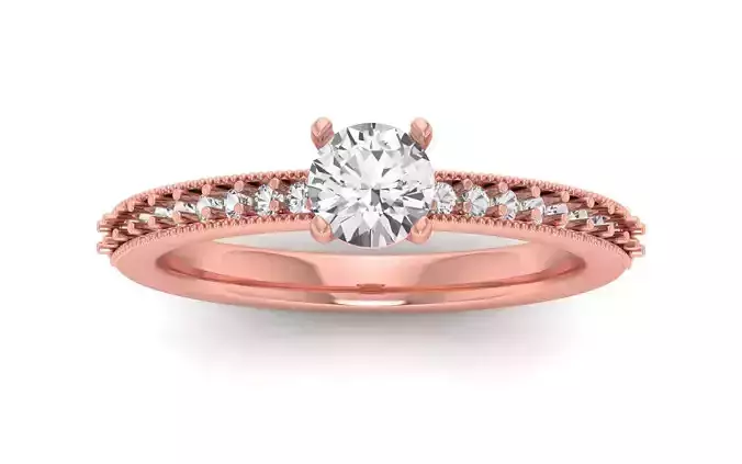 Women Engagement Round Stone Ring 3dm STL OBJ Renders Details 3D print model