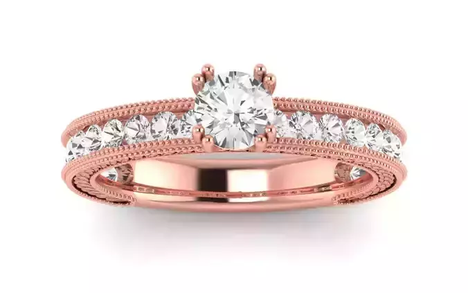 Women Engagement Round Stone Ring 3dm STL OBJ Renders Details 3D print model