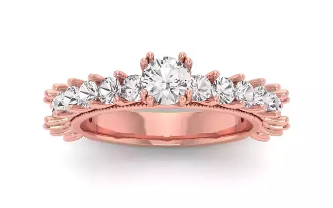 Women Engagement Round Stone Ring 3dm STL OBJ Renders Details 3D print model